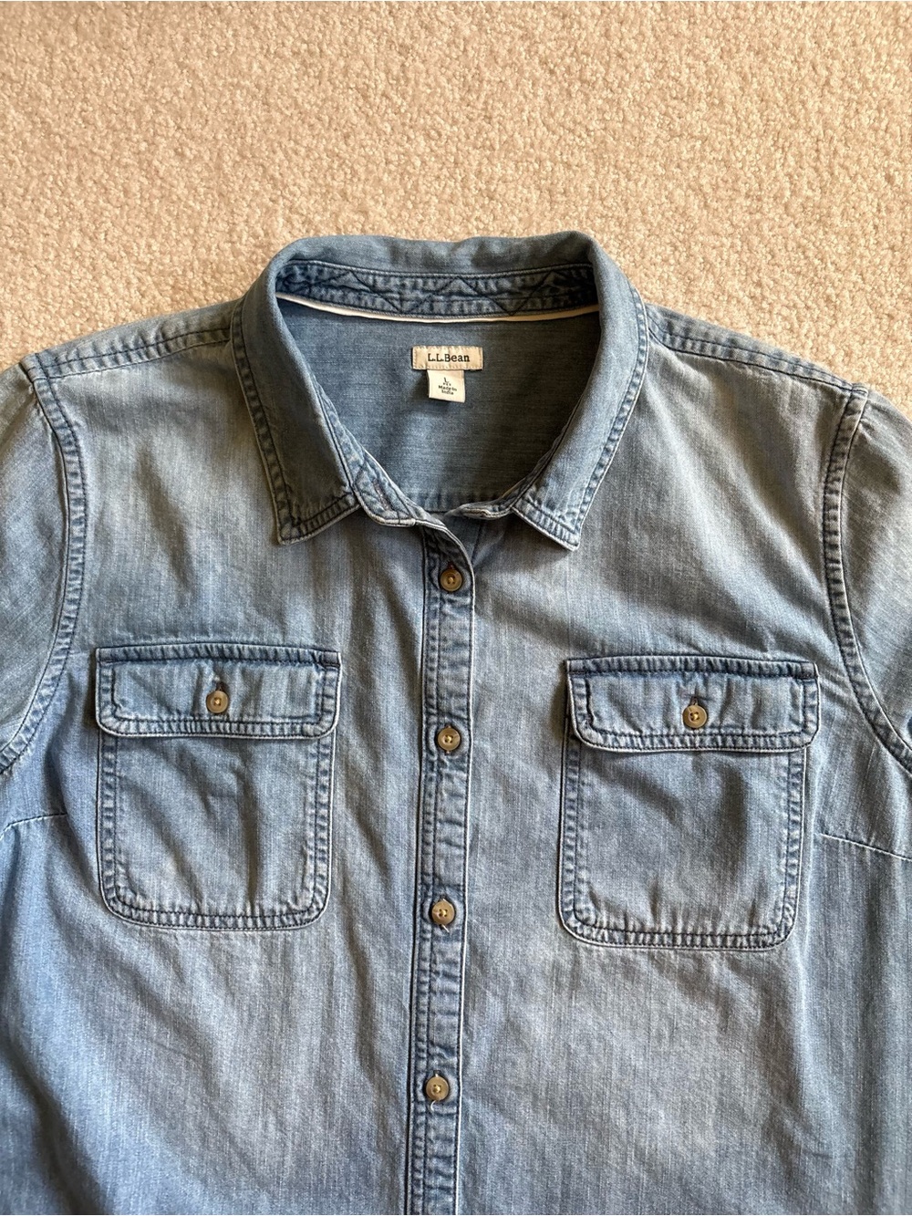 Women's L.L. Bean Heritage Washed Denim Shirt, Long-Sleeve Size L - Picture 4 of 14